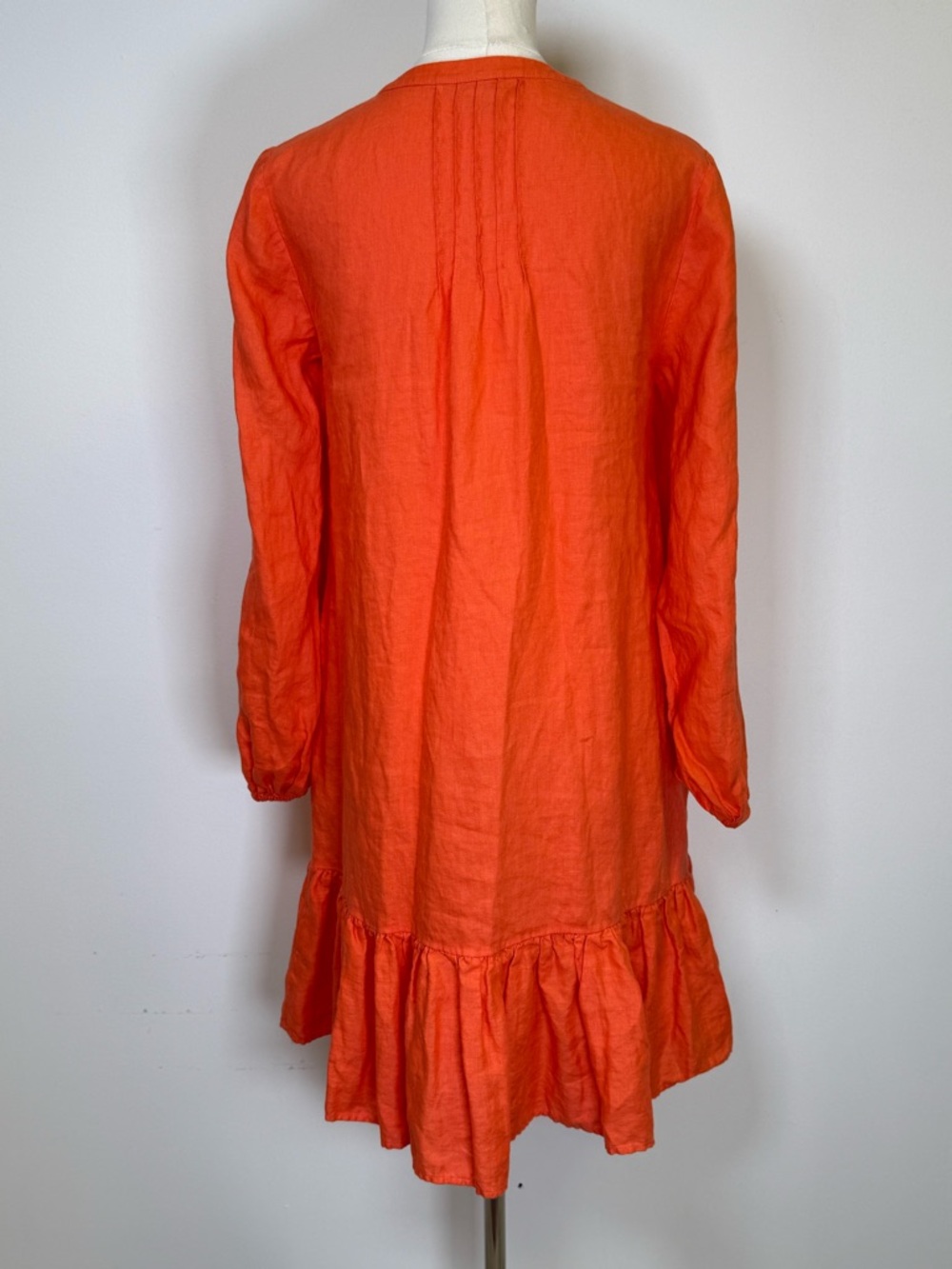 Boden Long-Sleeve Pintuck Tiered Linen Dress Ruffle Hem Pockets Women’s Size 4L - Picture 7 of 11